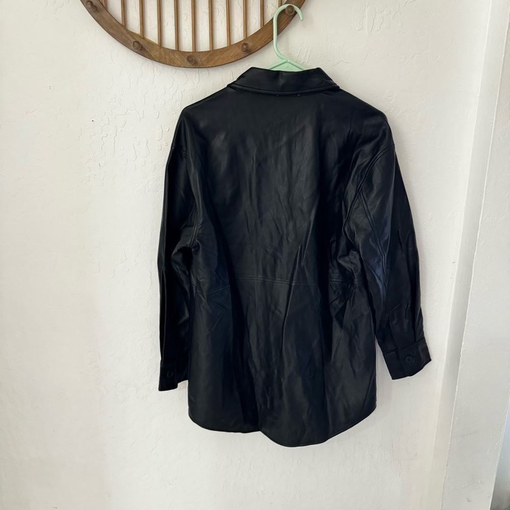 Dex Faux Leather Shacket Jacket Button Down Size S - Picture 3 of 6